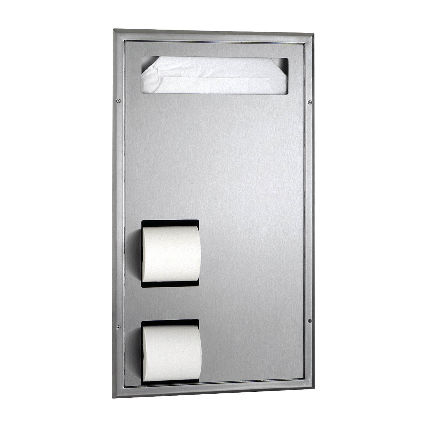 Partition Mounted Seat Cover Dispenser and Toilet Tissue Dispenser