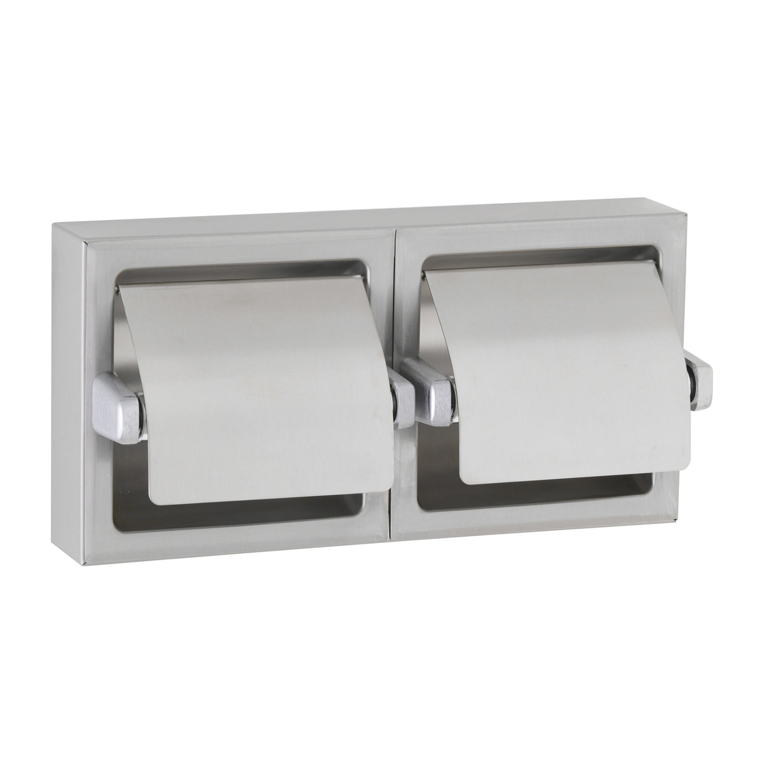Surface Mounted Toilet Tissue Dispenser with Hoods for Two Rolls Samrick