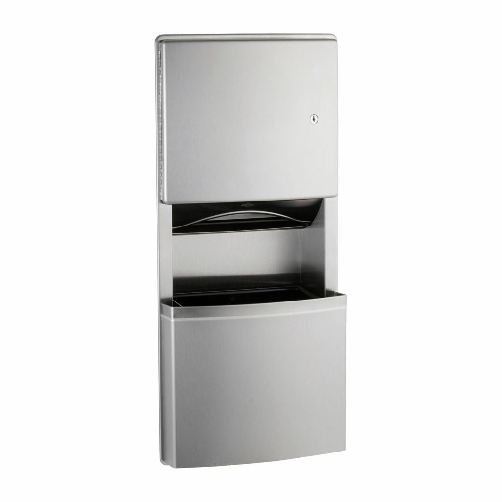 Recessed Paper Towel Dispenser and Waste Bin with TowelMate and